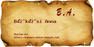 Békési Anna névjegykártya